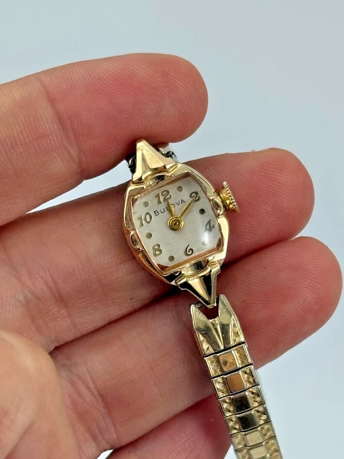Vintage BULOVA Windup Relógio Feminino 10K Folheado a Ouro 21 Joias Mecânico FUNCIONA - Imagem 4 de 4
