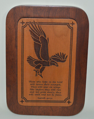 P Graham Dunn Lasered Cherry Wood Plaque Religious Eagle Isaiah 40:31