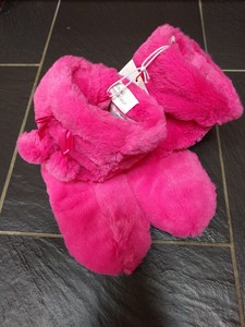 pink fluffy slipper boots