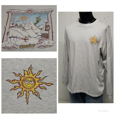 Vintage 1998 Solutions Snowboards Long Sleeve t Shirt Two-sided print Men's L/XL