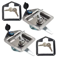 2pcs Trailer Door Latch T-Handle Locking for Camper RV Truck Tool Box w/ Key