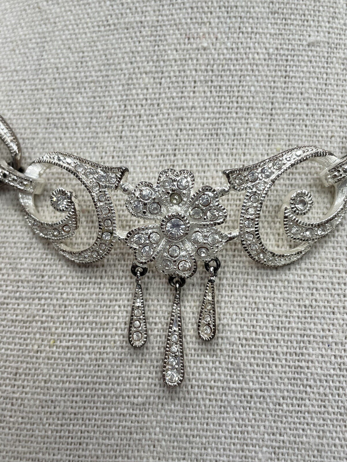 Rhinestone Crystal Statement Bridal Necklace Coll… - image 5