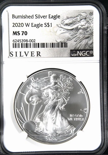 2020 W Silver Eagle NGC MS70 Burnished Silver Eagle 