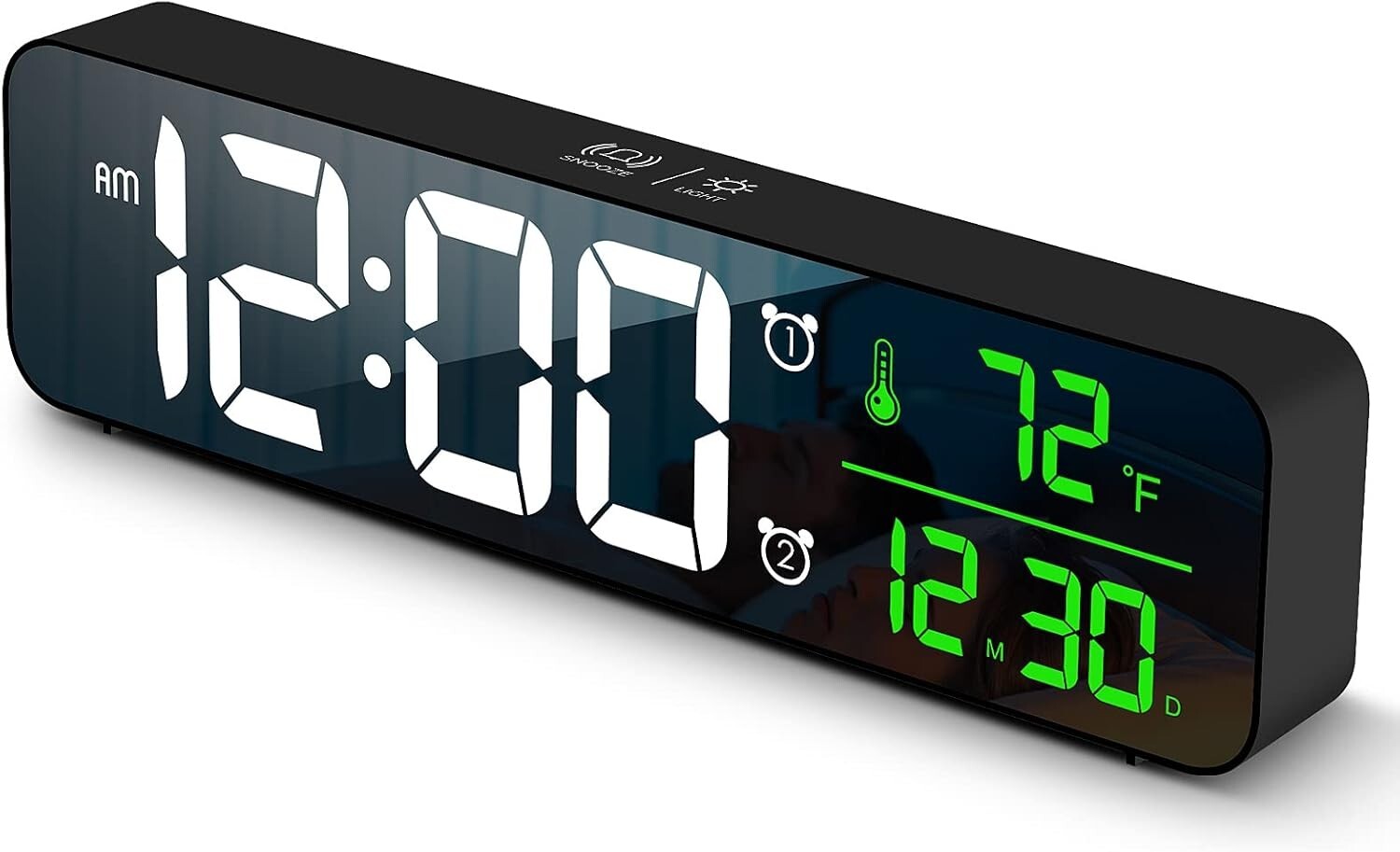 Smart Digital Alarm Clock with Memory Function and Adjustable Ringtones - Black