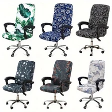 Printed Office Chair Cover Stretch Computer Rotate Seat Slipcover for Desk Chair
