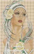 Art Deco Lady with Yellow Roses Counted Cross Stitch Chart No. 1-6