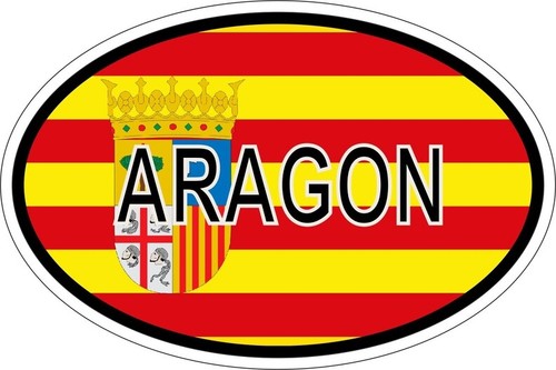 Autocollante Sticker Ovale Drapeau Codice Paese Aragon