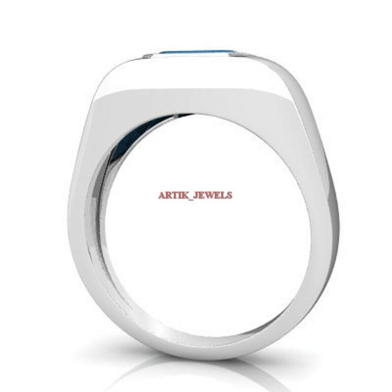 Natural Blue Topaz Gemstone with 925 Sterling Silver Ring for Men's AJ388