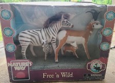 Vtg Natures Way, Free 'N Wild, Totsy, Grazing Zebra, Antelope Animals Fuzzy Toys