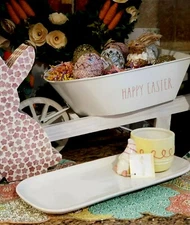 EASTER Ceramic Spring Gnome Chip & Dip Bowl Tray Server by Carrot Patch Cottage