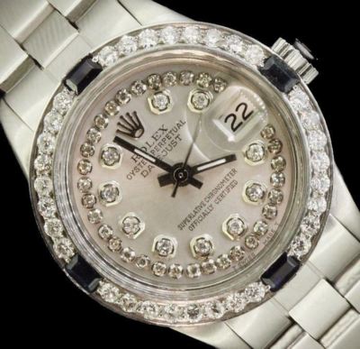 Rolex Ladies Datejust Date Oyster Steel Diamond Dial Bezel Sapphire Watch
