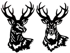 Two 8" Buck Deer Vinyl Decals Car Truck Window Laptop Tablet Mailbox Wall Mirror