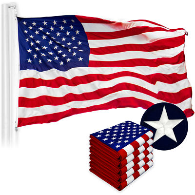 NEW G128 USA Flag 5-Pack 6x10 FT, American Embroidered Nylon