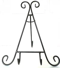 Lg Metal folding Plate Holder Stand Tripod Book Art Display Easel 16”H Black