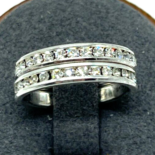 Rings. Two Silver Tone Stackable Rings with clear… - image 2