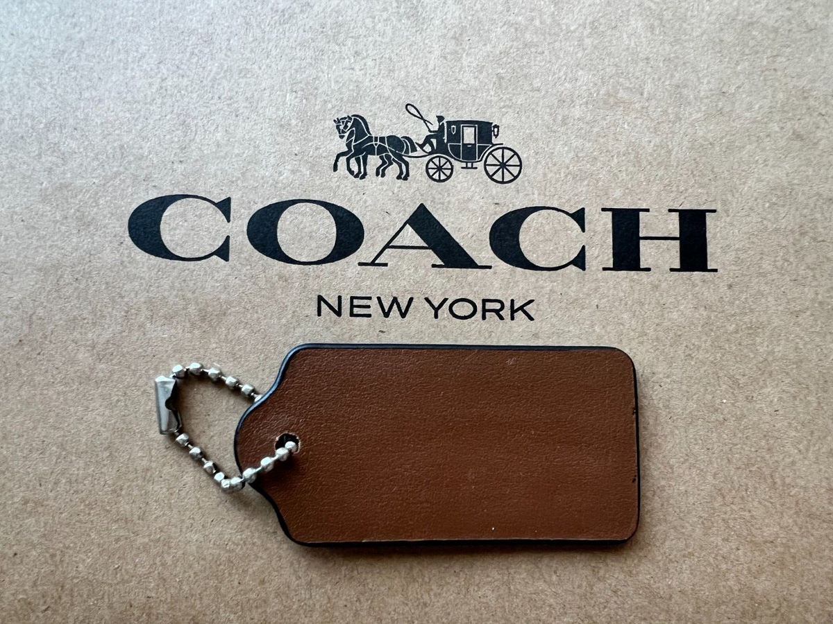 COACH Logo New York Hang Tag Charm Purse with Chain Leather