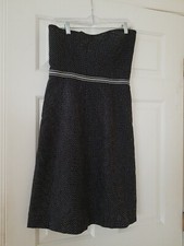 ANN TAYLOR Dress Women  Size 4 Black Polka dot Strapless Lined Zipper 79% cotton
