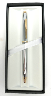 VTG CROSS Century Medalist II Polished Chrome Gold-Plated Ballpoint Pen NEW H