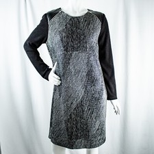 CHICO New Black White Animal Leather Shoulder Polyester Blend Women Dress Size M