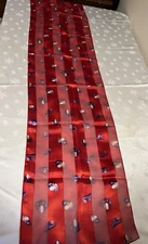 Red Hat Society Lady Rectangular Scarf Sheer Red w/Purple Hats 59"x 13"