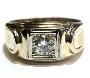 14k yellow gold .55ct SI1 J-K diamond mens solitaire band ring 6.1g gents