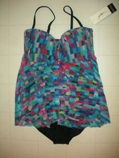Profile by Gottex Multicolor Serendipity 1PC Flyaway Bandeau Swimsuit Sz 8 NWT