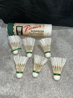 Vintage Pioneer Handmade Badminton Shuttlecocks  Natural Feathers NIS 6pc (B)