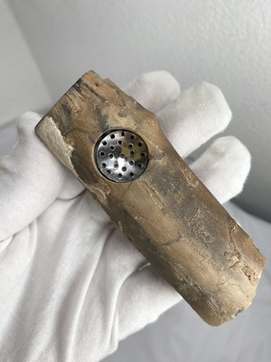 200 Million Year Old Petrified Wood Carved Into Smoking Pipe
