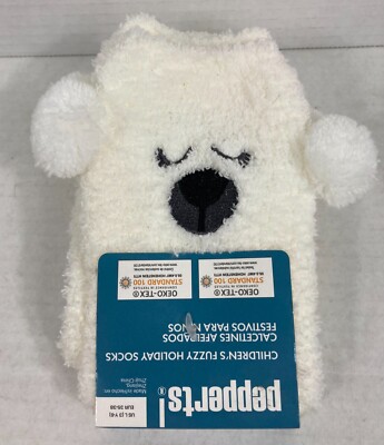 Children's Fuzzy Holiday Socks with Polar Bear by Pepperts