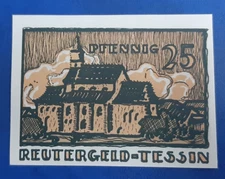 TESSIN REUTERGELD NOTGELD 25 PFENNIG 1922 EMERGENCY MONEY GERMANY (20498)