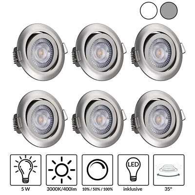 Einbauleuchte Einbaustrahler Deckenstrahler 6x 12x LED 230V Flach Dimmbar Spots - Bild 1 von 4