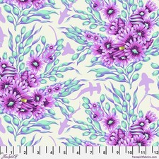 Fat Quarter Free Spirit Tula Pink "Floral Reef" Shadow Sharks Ultraviolet Cotton