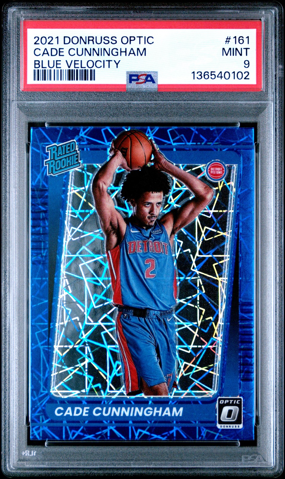 2021 Panini Donruss Optic #161 Cade Cunningham Blue Velocity PSA 9