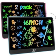LCD Writing Tablet, 2PCS 16 Inch Colorful Drawing Pad for Kids, Eye Pink,blue