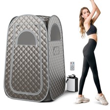 COSTWAY Portable Home Sauna Full Body Steam Sauna Tent w/3L Steam Generator