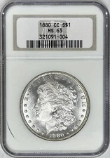 1880 CC MORGAN SILVER DOLLAR NGC MS63