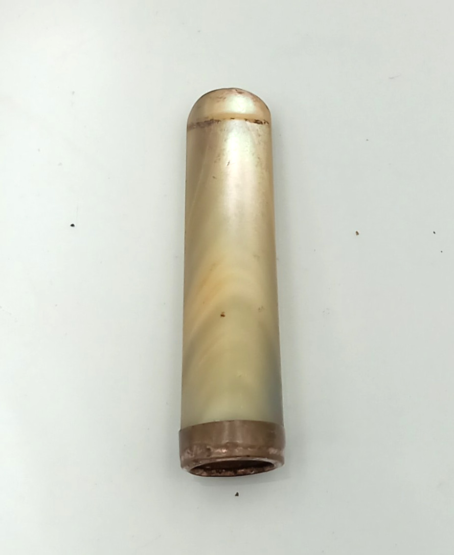 Antique Mother Of Pearl Cheroot Cigarette Holder Gold Plated Rim 4cm