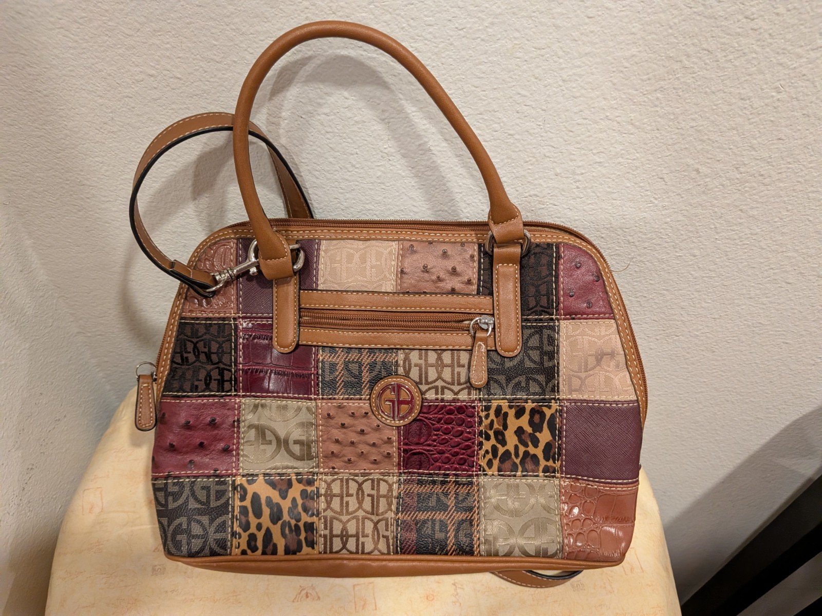 Giani Bernini Handbag Brown Patchwork Crossbody P… - image 2