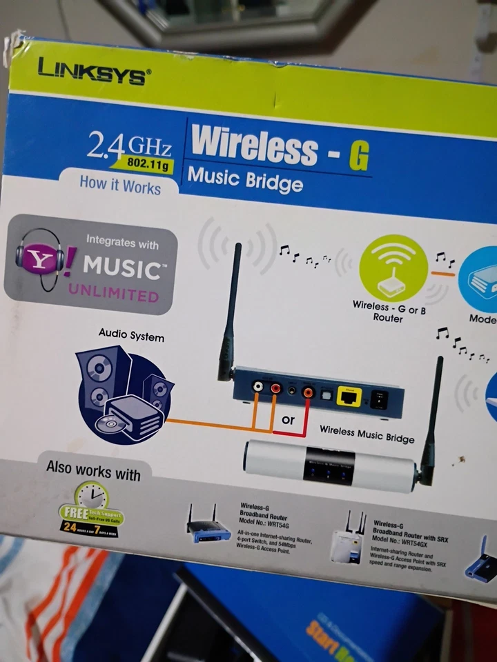 Cisco Linksys WMB54G Wireless G Music Bridge 2.4 Ghz 802.11g ¡Caja abierta completa! Foto 3 de 4
