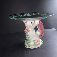 Unique Ceramic Colorful Bunny with Flowers Ho...