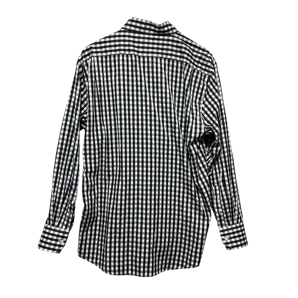 Berlioni Italy Comfort Fit XL Long Sleeve Black White Gingham Check Dress Shirt - Image 2 of 4