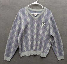 Steelers Purple/Gray Plaid Sweater Cutter  Buck V-Neck Preppy Dad Men's L