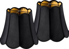 GOSO Black Wavy Floral Scalloped Lamp Shades Set of 2 Medium, 8" 13" 11" Spid