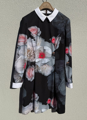 Ted Baker Kleid Damen Größe 3 | UK 12 Kaleesa Chelsea Kragen Langarm Blumenmuster