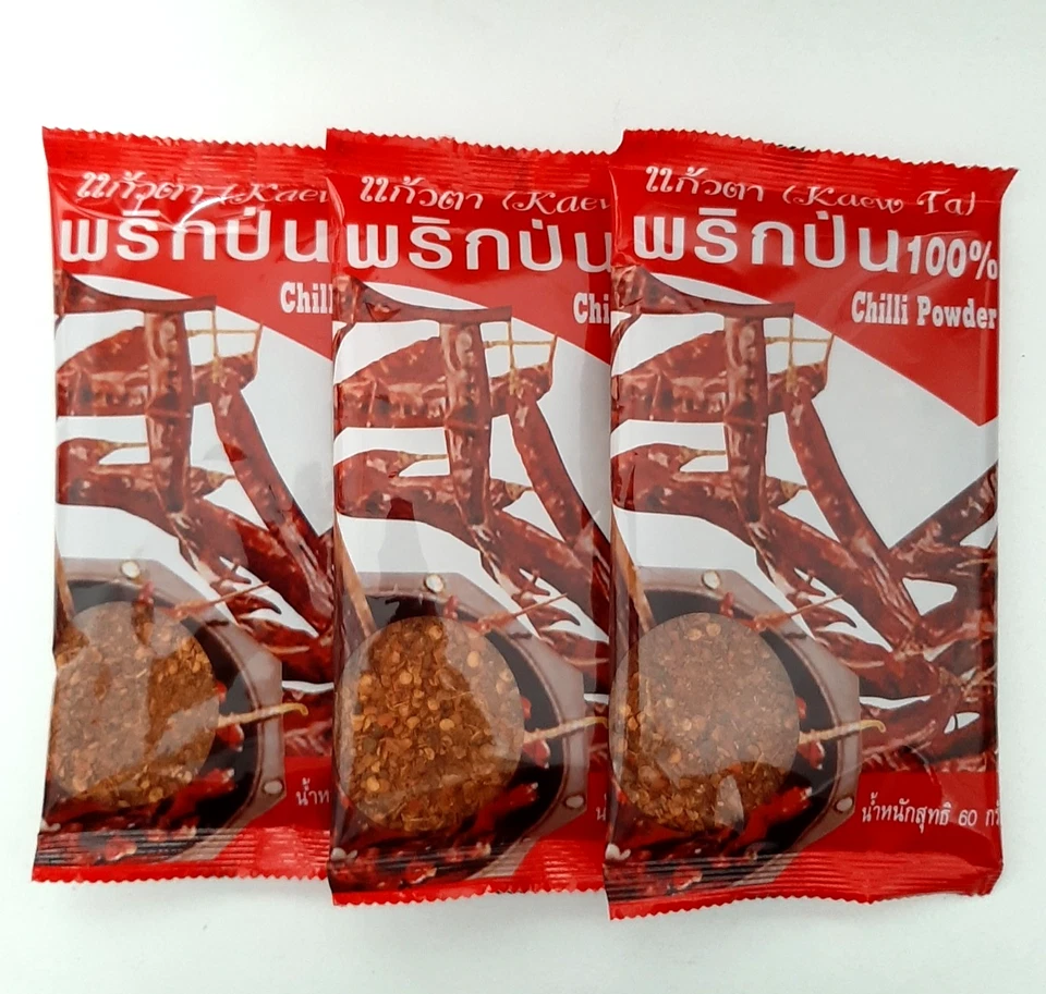 Chile en polvo especias condimento orgánico Kaew Ta red segador hot set 60g. x6 Foto 2 de 4