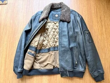 ANDREW MARC Leather Shearling Bomber Flight Jacket Coat Men’s Size XL