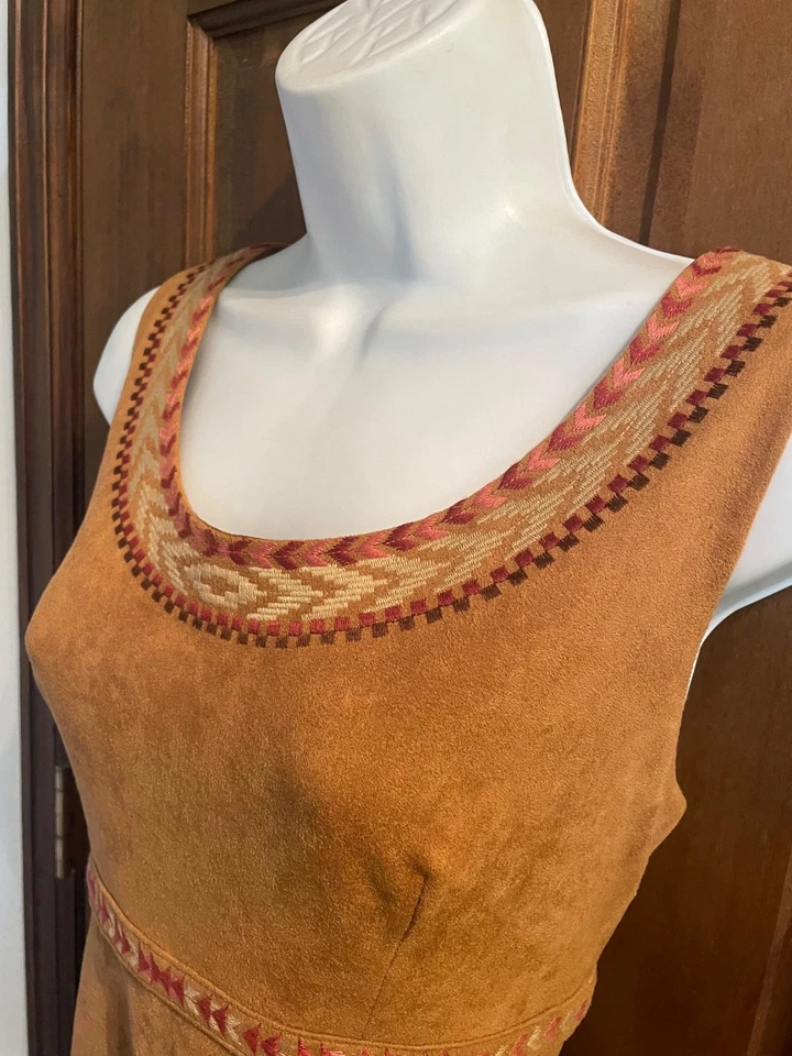 DISFRAZ TRIBAL NATIVO AMERICANO HALLOWEEN Grande 10 Vestido de Gamuza Azteca Stetson Usado en Excelente Condición Foto 4 de 4