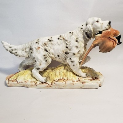Vintage Japan Norcrest Pheasant Game Hunting English Setter Dog Figurine  9.25''L
