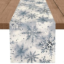 Winter Table Runner Snowflake Christmas Long Runners 13 x 72 Inch Watercolor ...