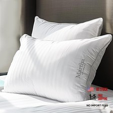 Hotel Collection Pillow 500 Thread Count Damask Queen Size Set of 2 White